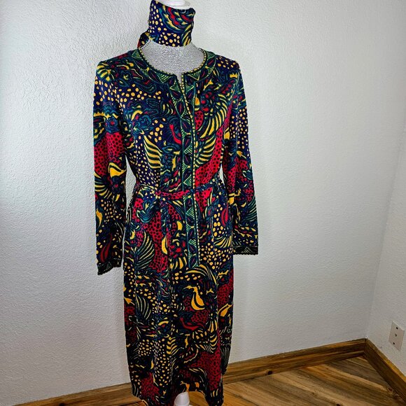 GOLDWORM Rare Vintage 70's Modern Art Italian Wool Dress - Picture 4 of 14
